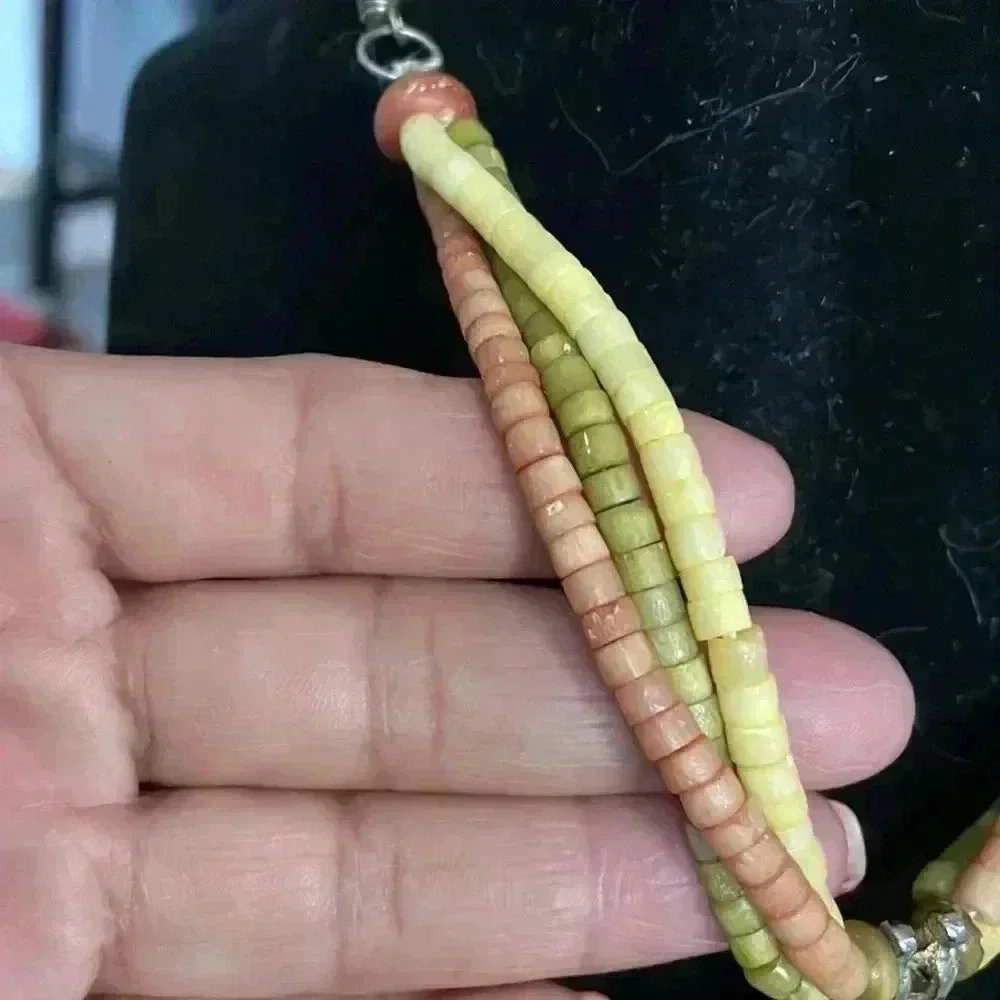 Vintage tribal beaded pendant necklace